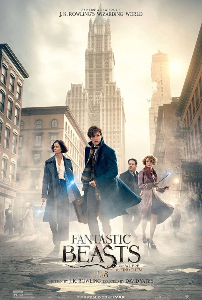 Movie poster for Fantastic Beasts and Where to Find Them, a spin-off of the Harry Potter films.