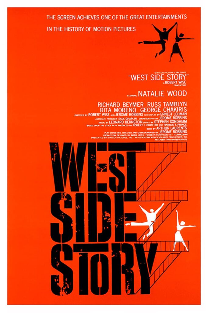 Movie poster for the class film West Side Story from 1961 starring Natalie Wood.