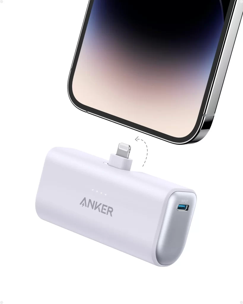 White Anker Nano Power Bank portable charger, one of the best gifts for the travel lover